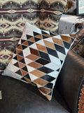 Diamond Patchwork Cowhide Pillow 16"x16"