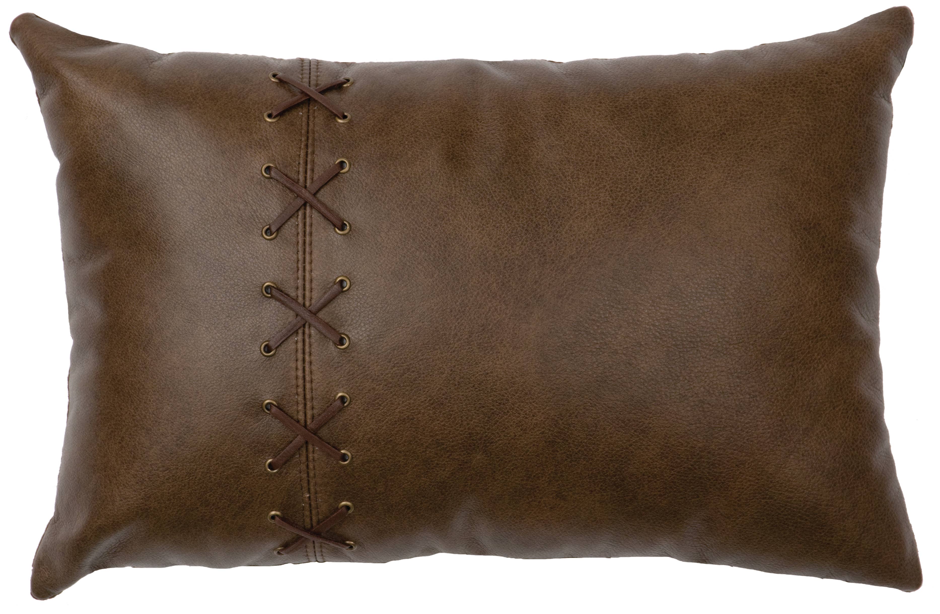Artic Caribou Leather Pillow 12x18-Fabric Back