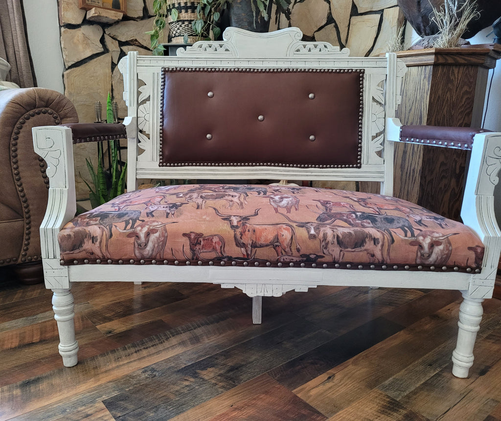 Eastlake Settee w/ Longhorn Seat
