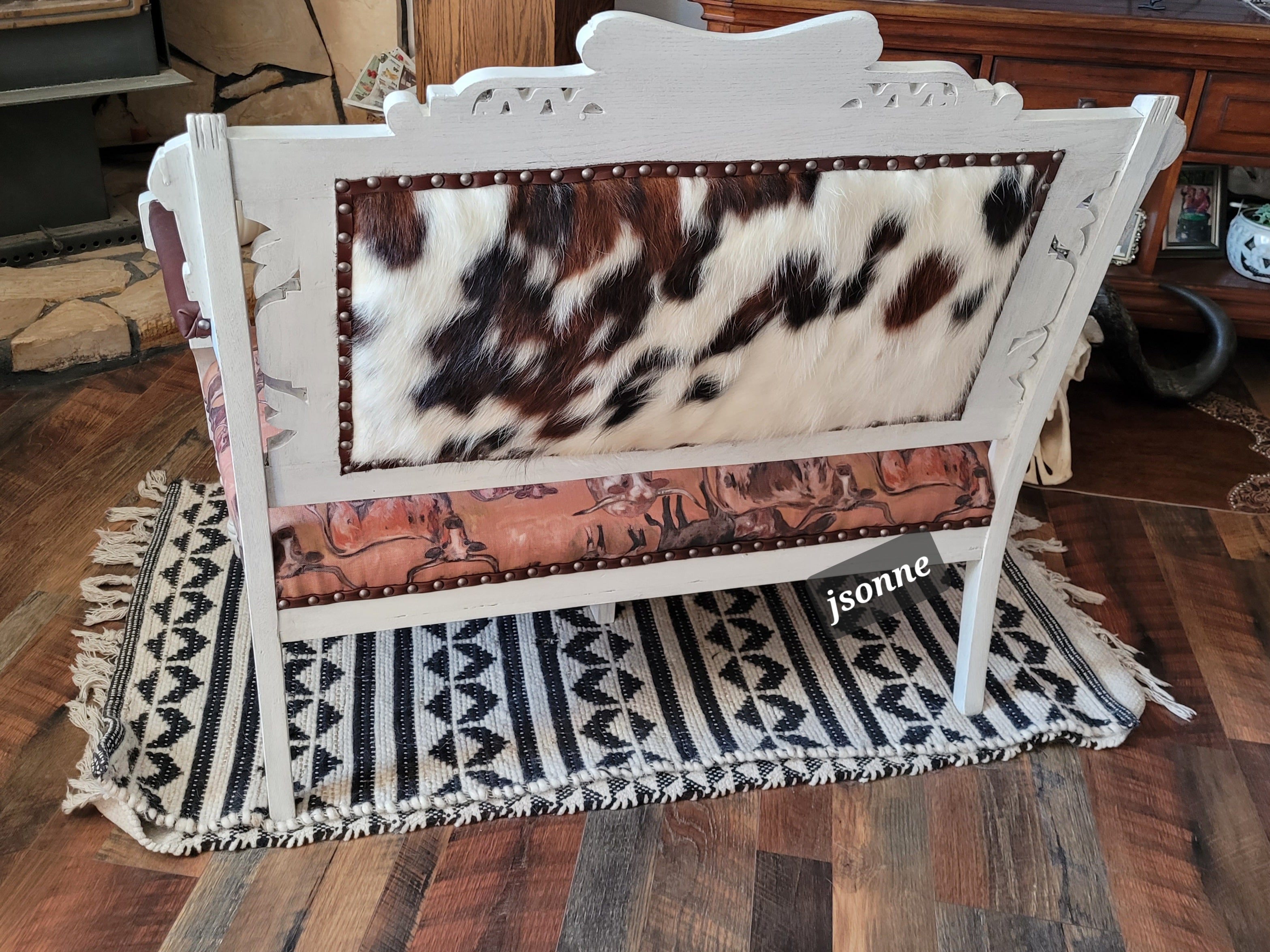 Eastlake Settee w/ Longhorn Seat