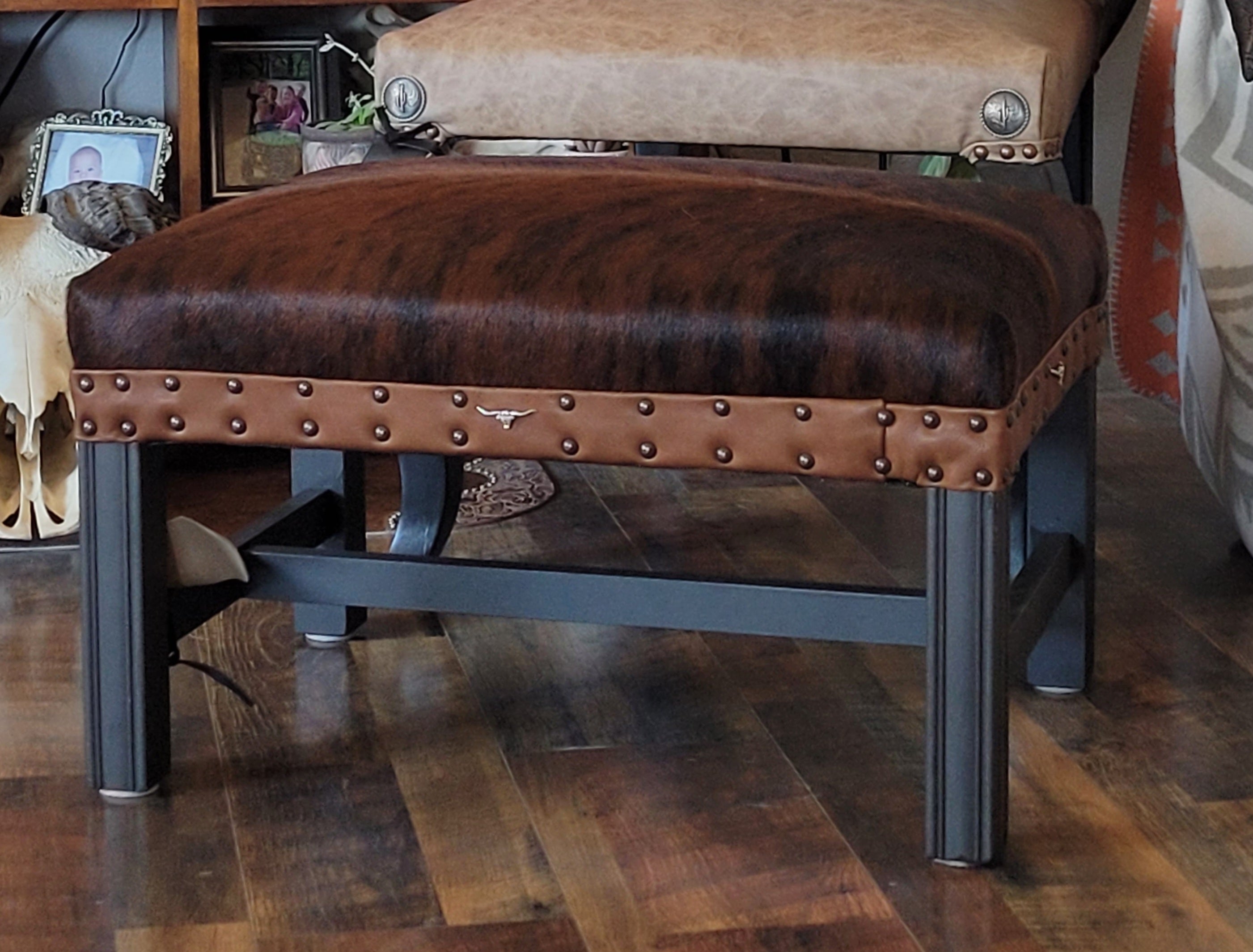 Dark Brown Cowhide w/ Longhorn Accents