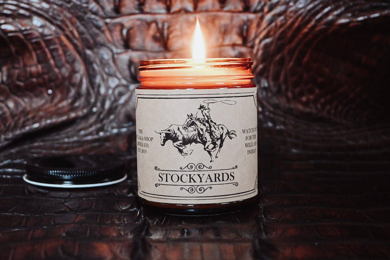 “Stockyards” Western Soy Candles | Amber Rustic Candles: 8 oz