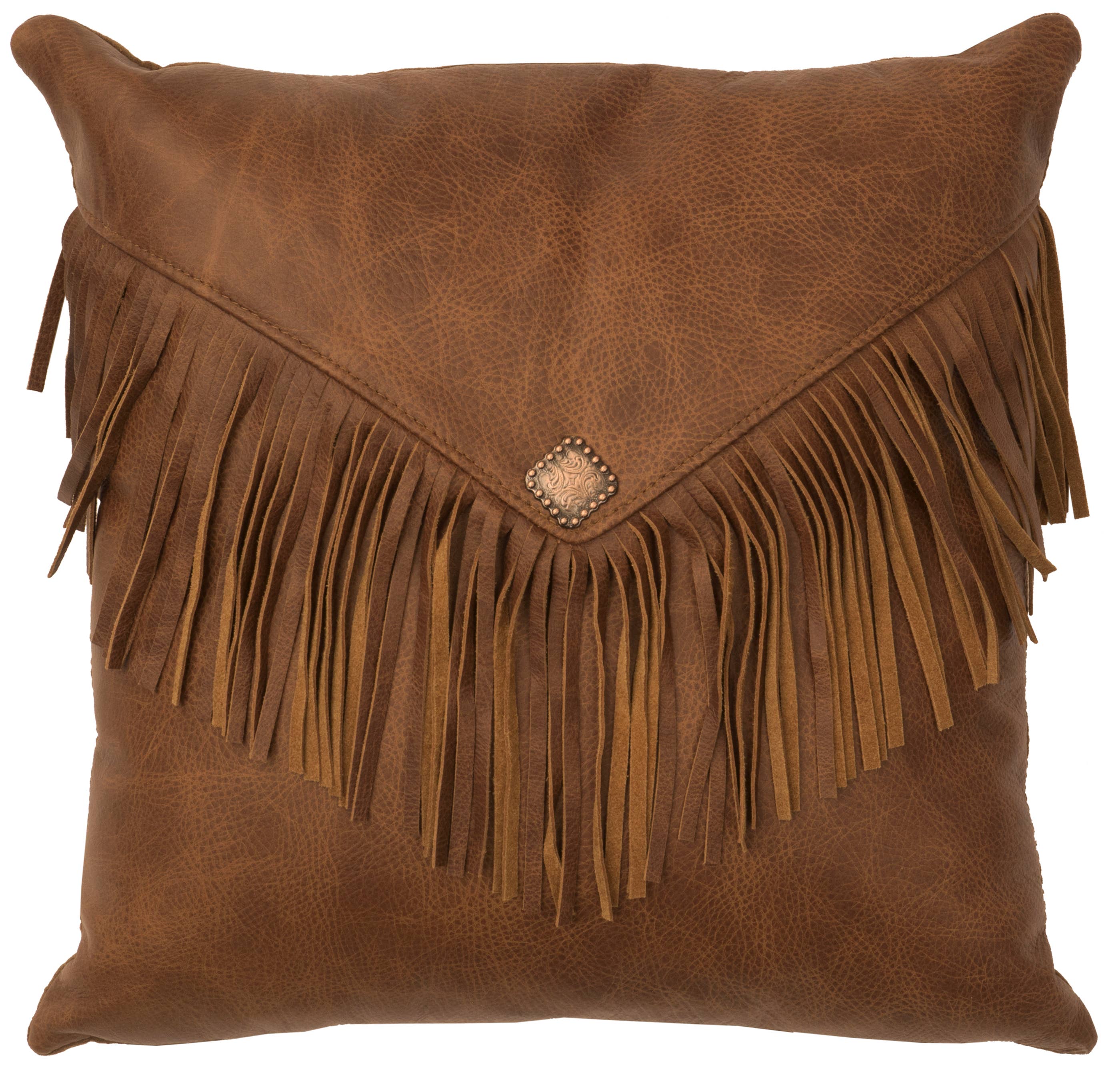 Whiskey Leather Pillow 16x16-Fabric Back